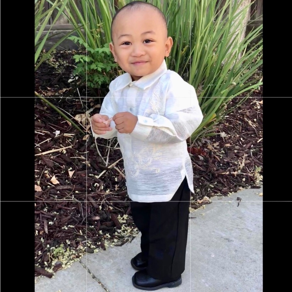 Kids Cream Barong Tagalog Shirt - Picture 8 of 15